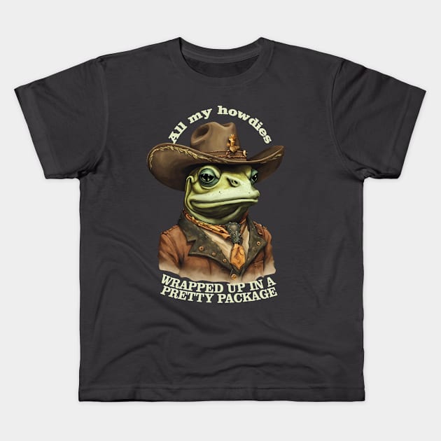 Vintage funny animal cowboy frog howdy western lingo Kids T-Shirt by BigMRanch